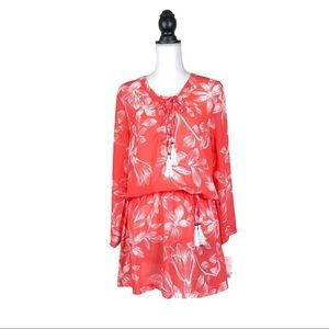 Apana Red Floral Swim Coverup